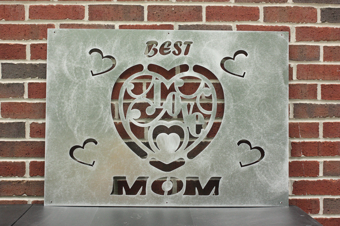Best Mom Planter, Heart Cutout Metal Flower Pot Holder, Flower Stand