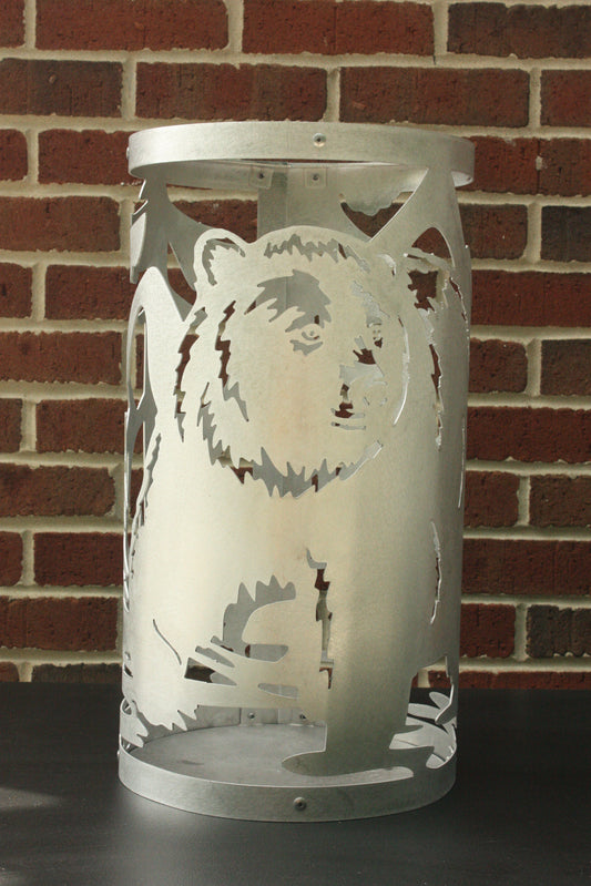 Bear Metal Flower Pot Holder – Rustic Animal Garden Planter