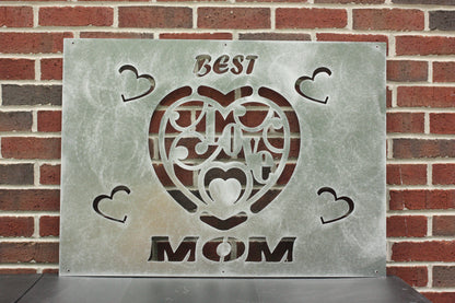 Best Mom Planter, Heart Cutout Metal Flower Pot Holder, Flower Stand